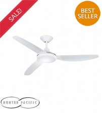 Hunter Pacific Polar 48" DC Motor Ceiling Fan with 18W Tricolour Dimmable LED Light & 6 Speed Remote - White